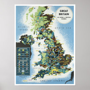 Poster Carte agricole d'Angleterre ~ Vintage voyage