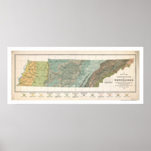 Poster Carte agricole du Tennessee 1896