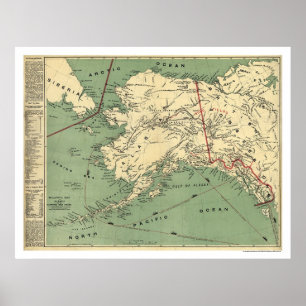 Poster Carte Alaska Gold Fields 1897