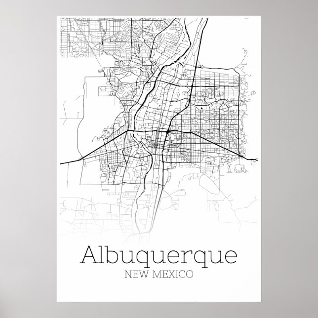 Poster Carte Albuquerque - Nouveau-Mexique - Carte de la  (Devant)