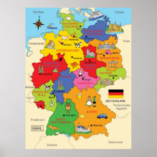 Poster Carte Allemagne