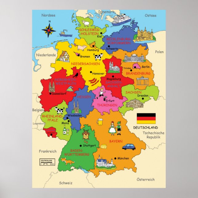 Poster Carte Allemagne (Devant)