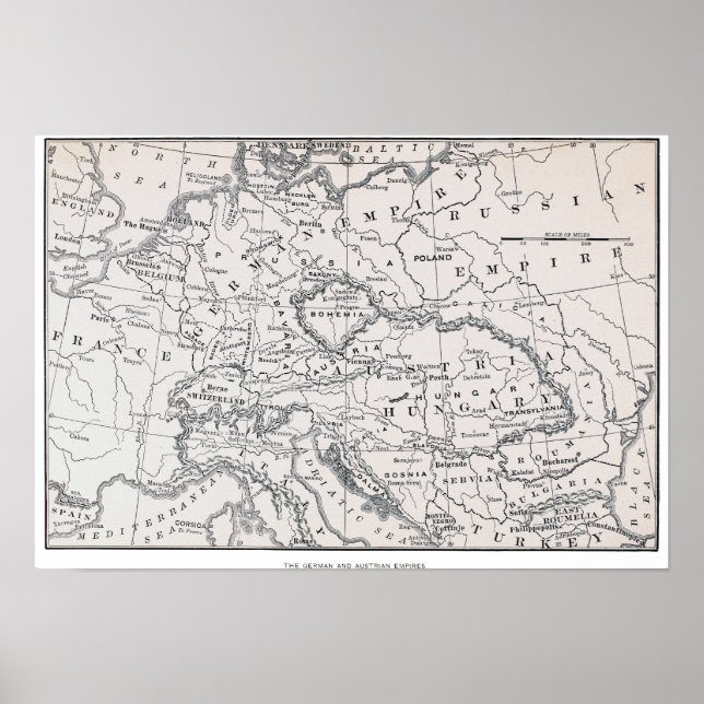 POSTER CARTE : ALLEMAGNE ET AUTRICHE (Devant)