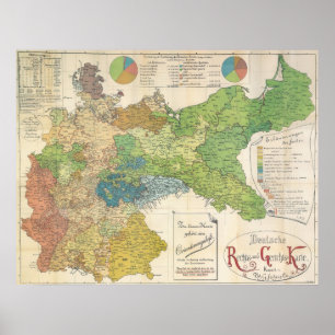 Poster Carte allemande 1895 - Allemagne