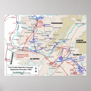 Poster Carte américaine de campagne de Franklin Nashvill
