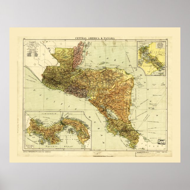 Poster Carte Amérique centrale et Panama c. 1920 (Devant)