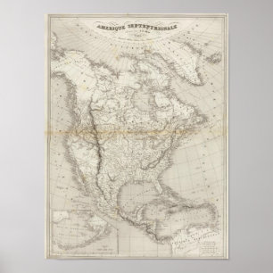 Poster Carte Amérique du Nord
