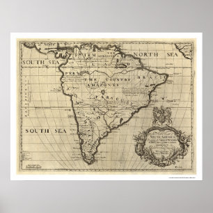 Poster Carte Amérique du Sud 1700