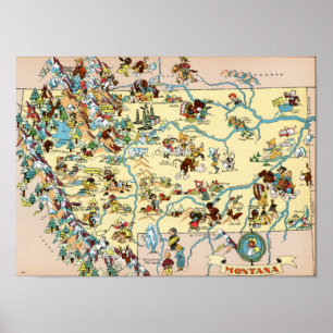 Poster Carte amusante du Montana