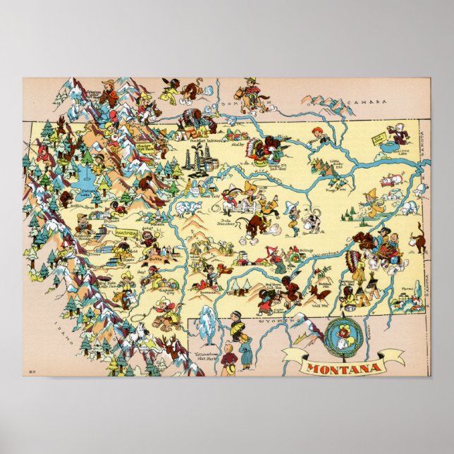 Poster Carte amusante du Montana (Devant)