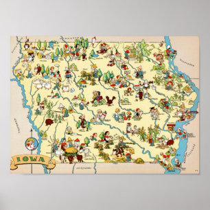 Poster Carte amusante Iowa