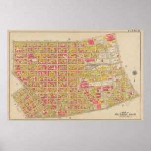 Poster Carte ancienne de Brooklyn George Washington Bro