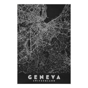 Poster Carte ancienne de Genève Suisse