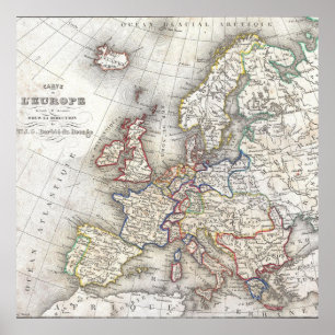 Poster Carte ancienne de l'Europe