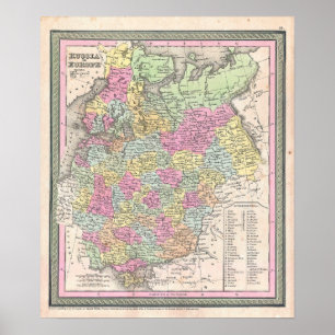 Poster Carte ancienne de Russie, 1853