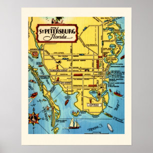 Poster Carte ancienne de St. Petersburg