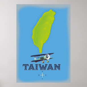 Poster Carte ancienne de Taïwan