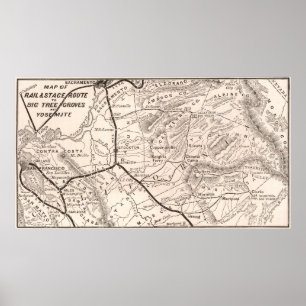 Poster Carte ancienne de Yosemite 1876