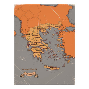 Poster Carte ancienne des comtés de Grèce