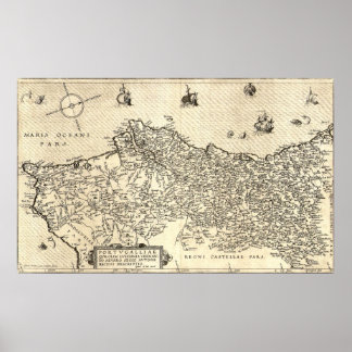 Poster Carte ancienne du Portugal