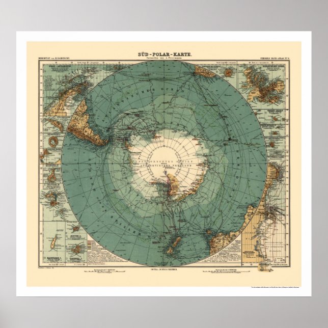 Poster Carte Antarctique 1912 (Devant)