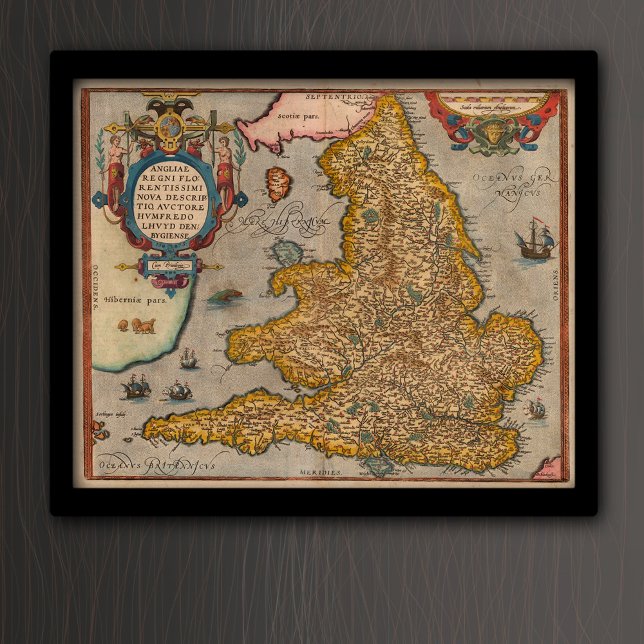 Poster Carte antique d'Angleterre de 1573 (Créateur téléchargé)