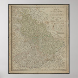 Poster Carte antique de 1799 de Silésie et Moravie, histo