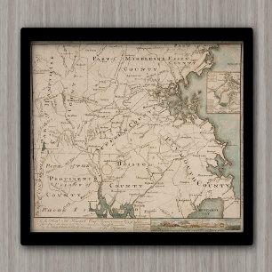 Poster Carte antique de Boston et Environs 1775