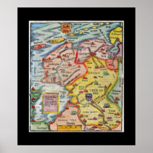 Poster Carte antique de Fiesland - Fryslân - Frise occide