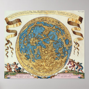 Poster Carte Antique De La Lune