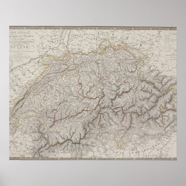 Poster Carte antique de la Suisse (Devant)