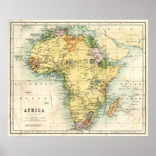Poster Carte antique de l'Afrique (Devant)