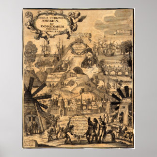 Poster Carte antique de l'Amérique