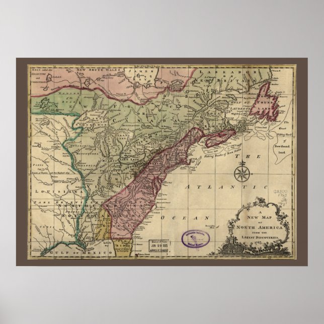 Poster Carte antique de l'Amérique du Nord, restaurée, 17 (Devant)