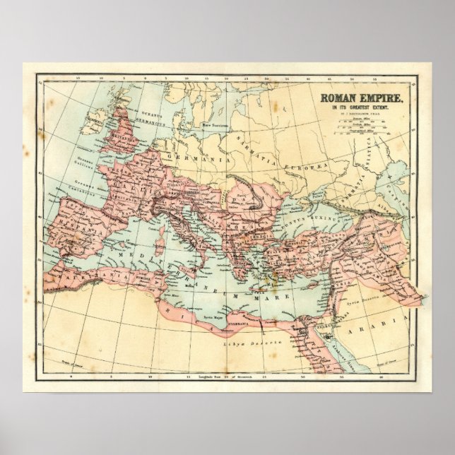 Poster Carte antique de l'Empire romain (Devant)