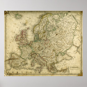 Poster Carte antique de l'Europe