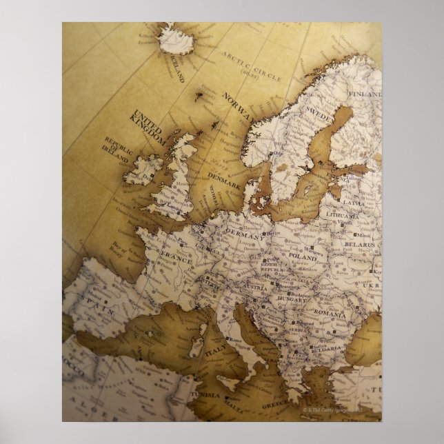 Poster Carte antique de l'Europe. Vieux monde. (Devant)