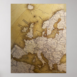 Poster Carte antique de l'Europe. Vieux monde.