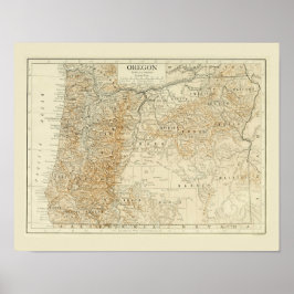 Poster Carte antique de l'Oregon
