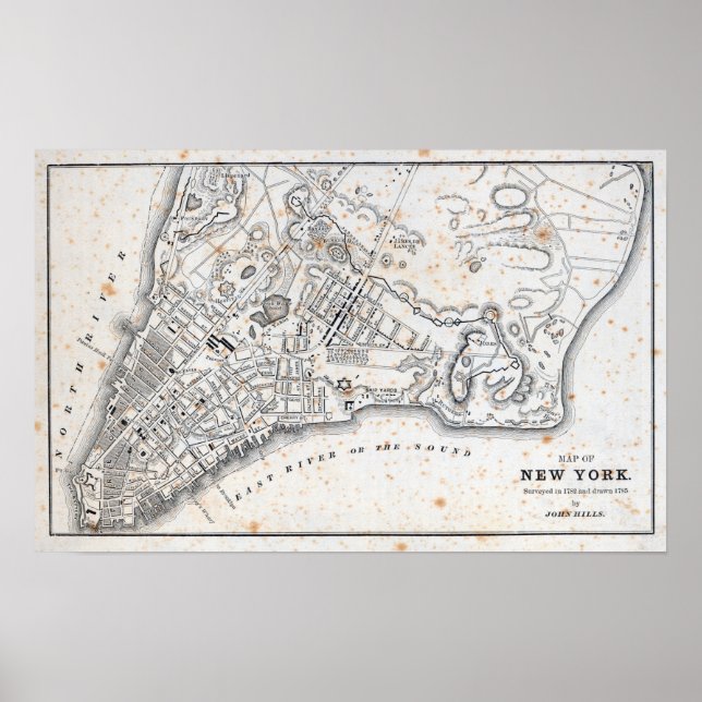 Poster Carte antique de New York (Devant)