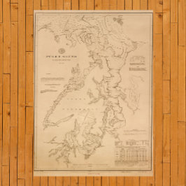 Poster Carte antique de Puget Sound