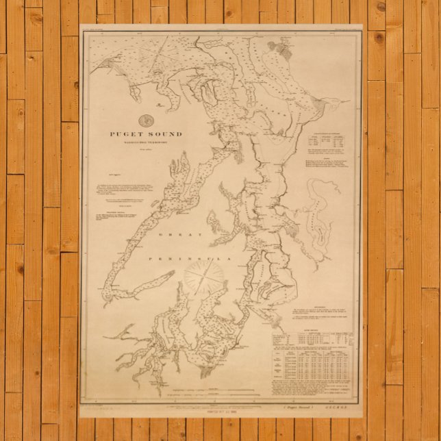 Poster Carte antique de Puget Sound (Créateur téléchargé)