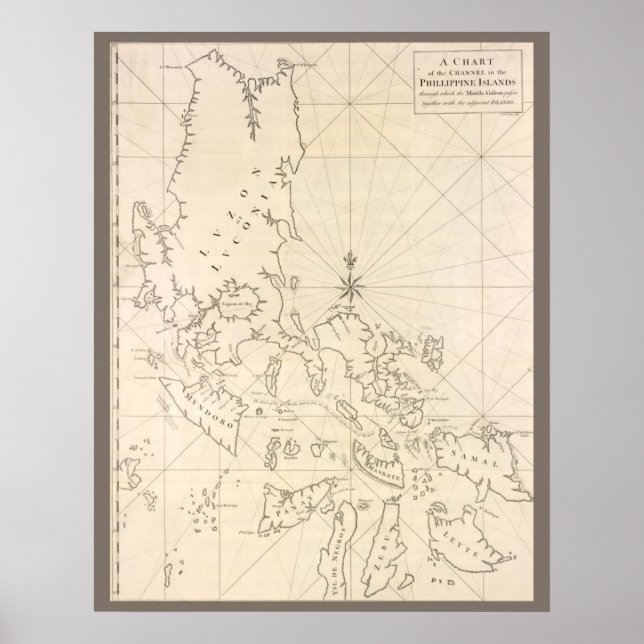 Poster Carte antique des Philippines (Devant)