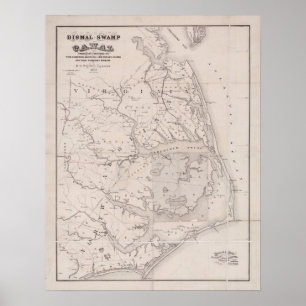 Poster Carte antique d'Ocracoke la Virginie 1867