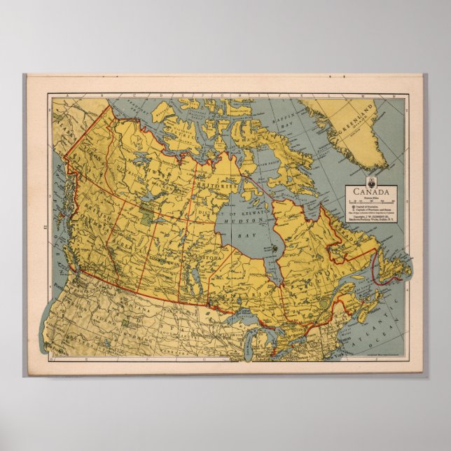 Poster Carte antique du Canada (Devant)