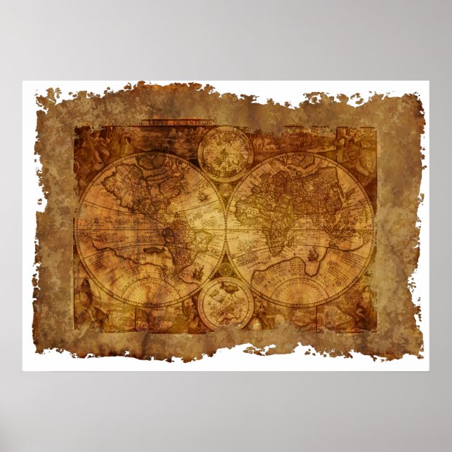 Poster Carte antique du monde (Devant)