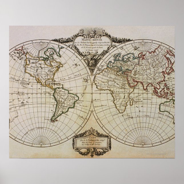 Poster Carte antique du monde (Devant)