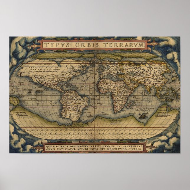 Poster Carte antique du monde (Devant)