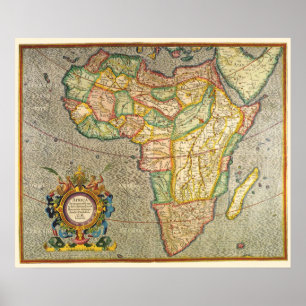 Poster Carte antique du monde de Mercator de l'Afrique, 1