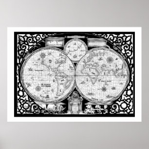Poster carte antique No.2, fernandes élégants du monde